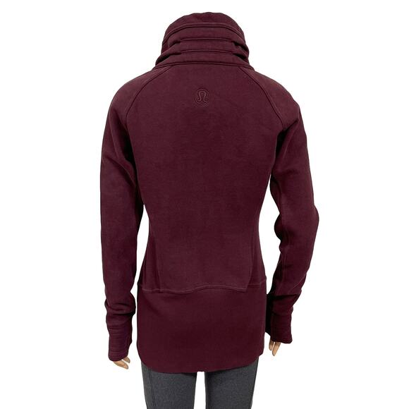Lululemon Radiant Jacket Sz 6 Cassis Red Fleece Full Zip Slim Fit Sweatshirt - Picture 3 of 12